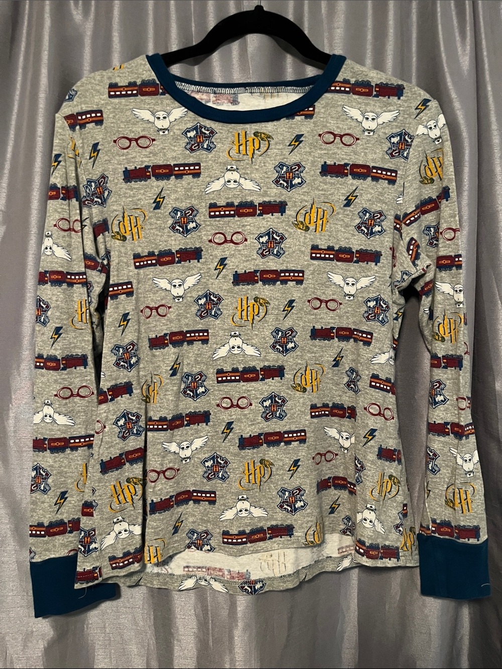 Warner Bros. Kids Grey Harry Potter Icon Long-Sleeve Tee with Navy Trim